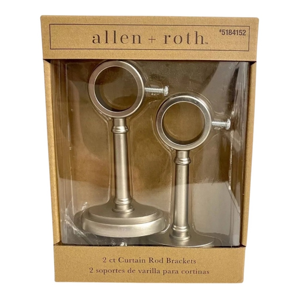 Allen + Roth‎ 2-Pack Brushed Nickel Curtain Rod Bracket NEW Hardware